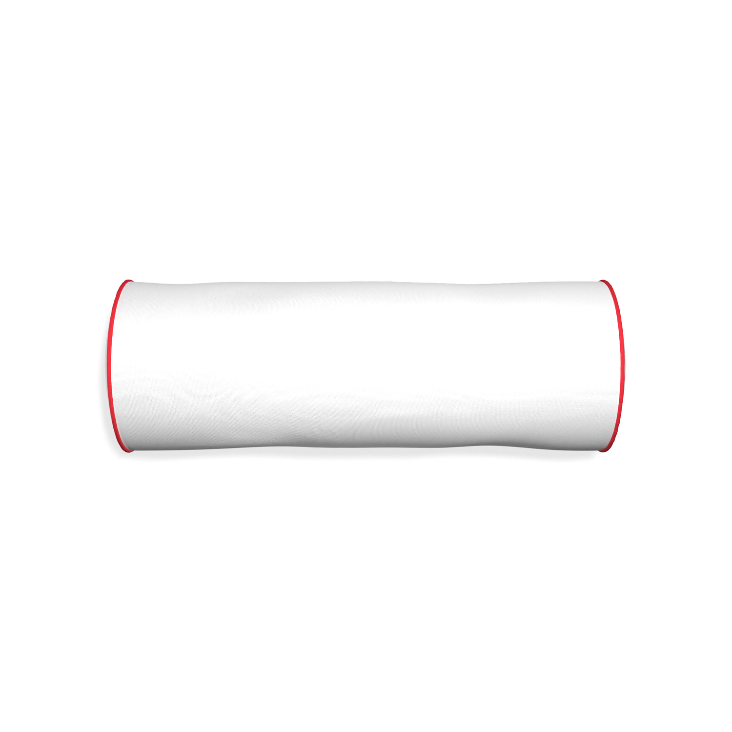 Bolster snow custom white cottonpillow with cherry piping on white background