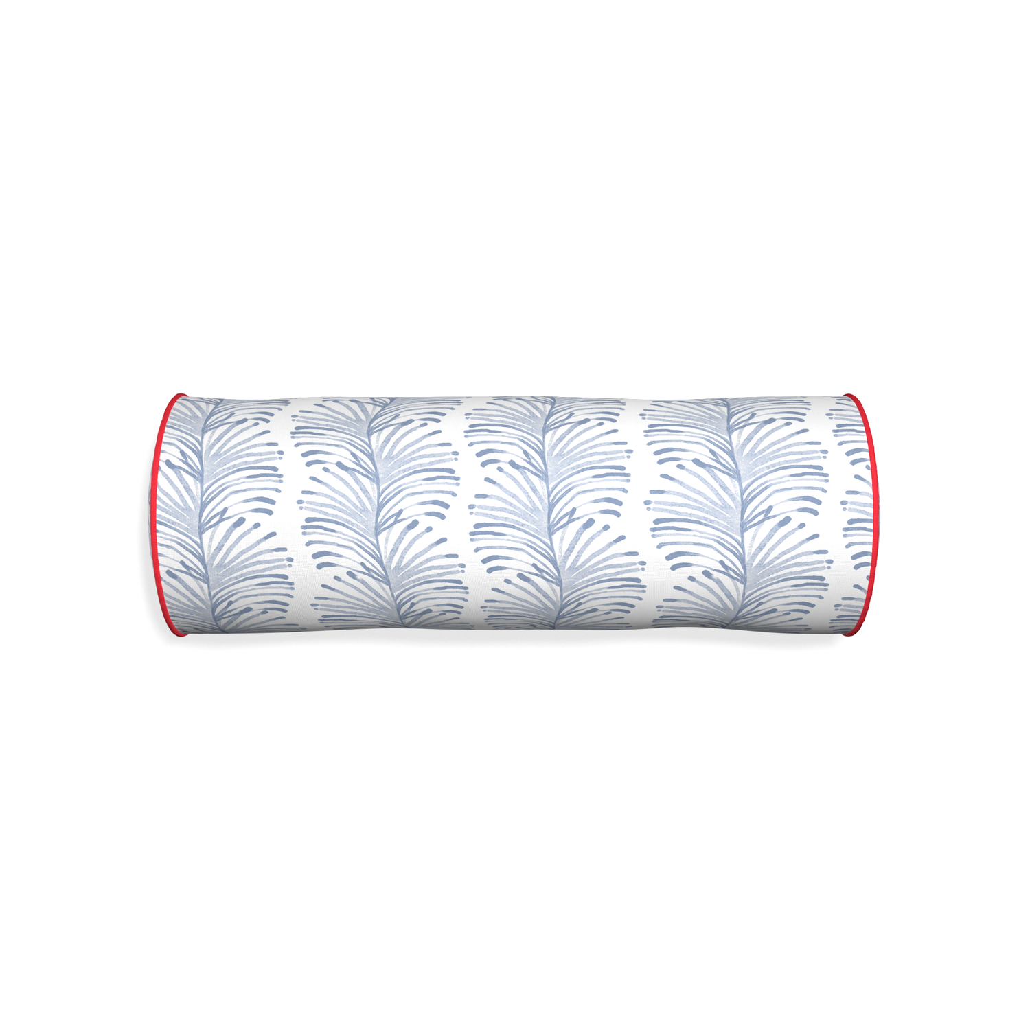 Bolster emma sky custom sky blue botanical stripepillow with cherry piping on white background