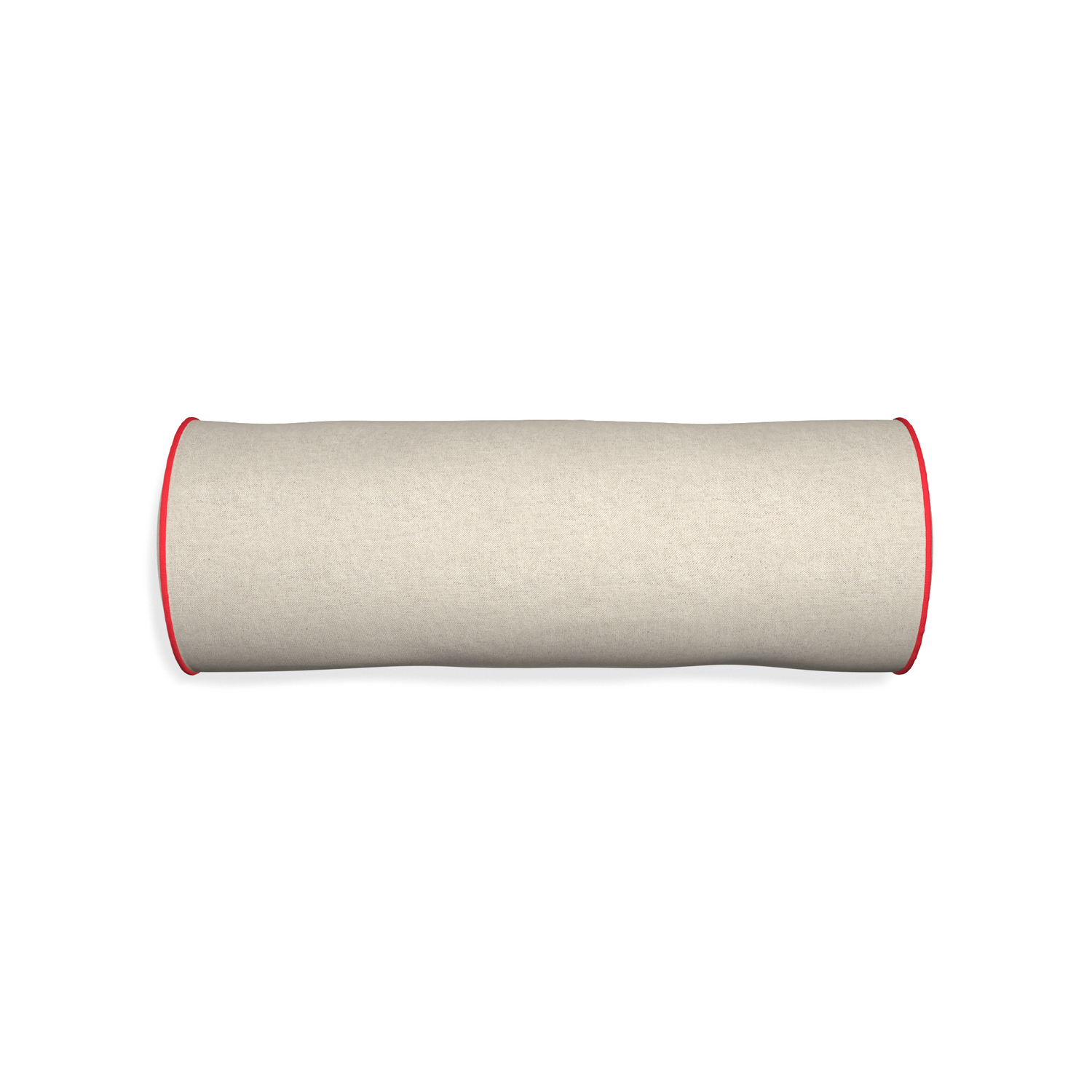 Bolster oat custom light brownpillow with cherry piping on white background
