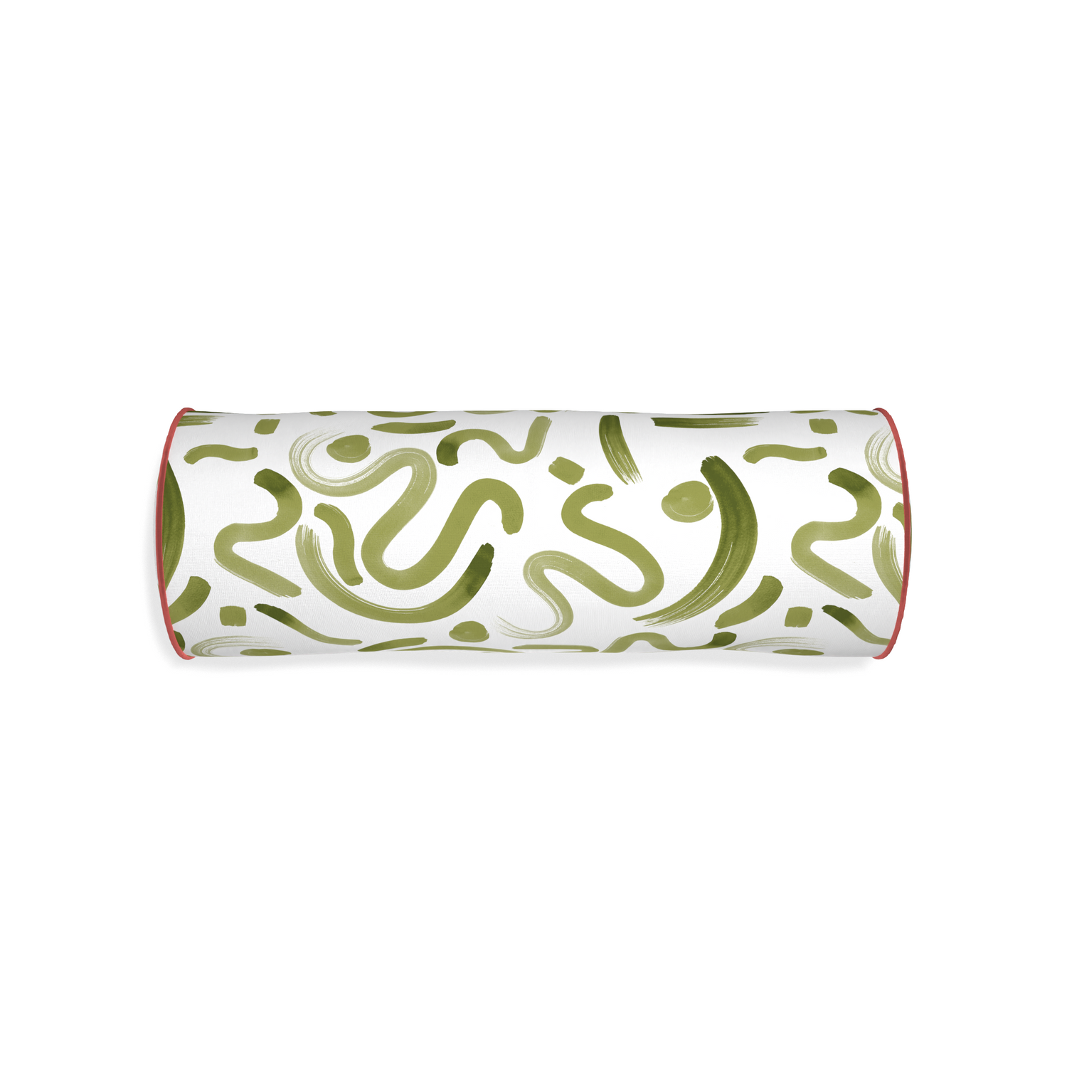 Bolster hockney moss custom moss greenpillow with c piping on white background