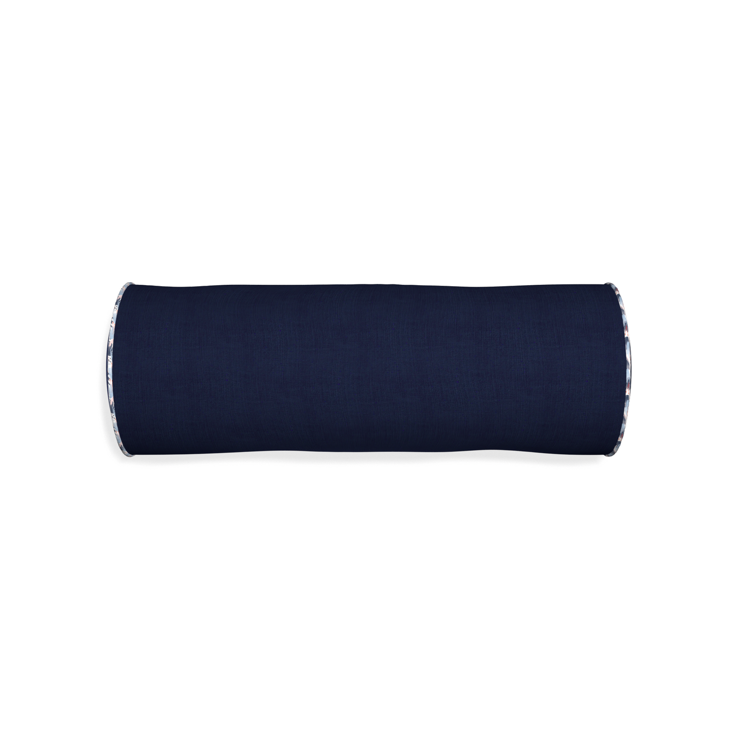 Bolster midnight custom navy bluepillow with e piping on white background