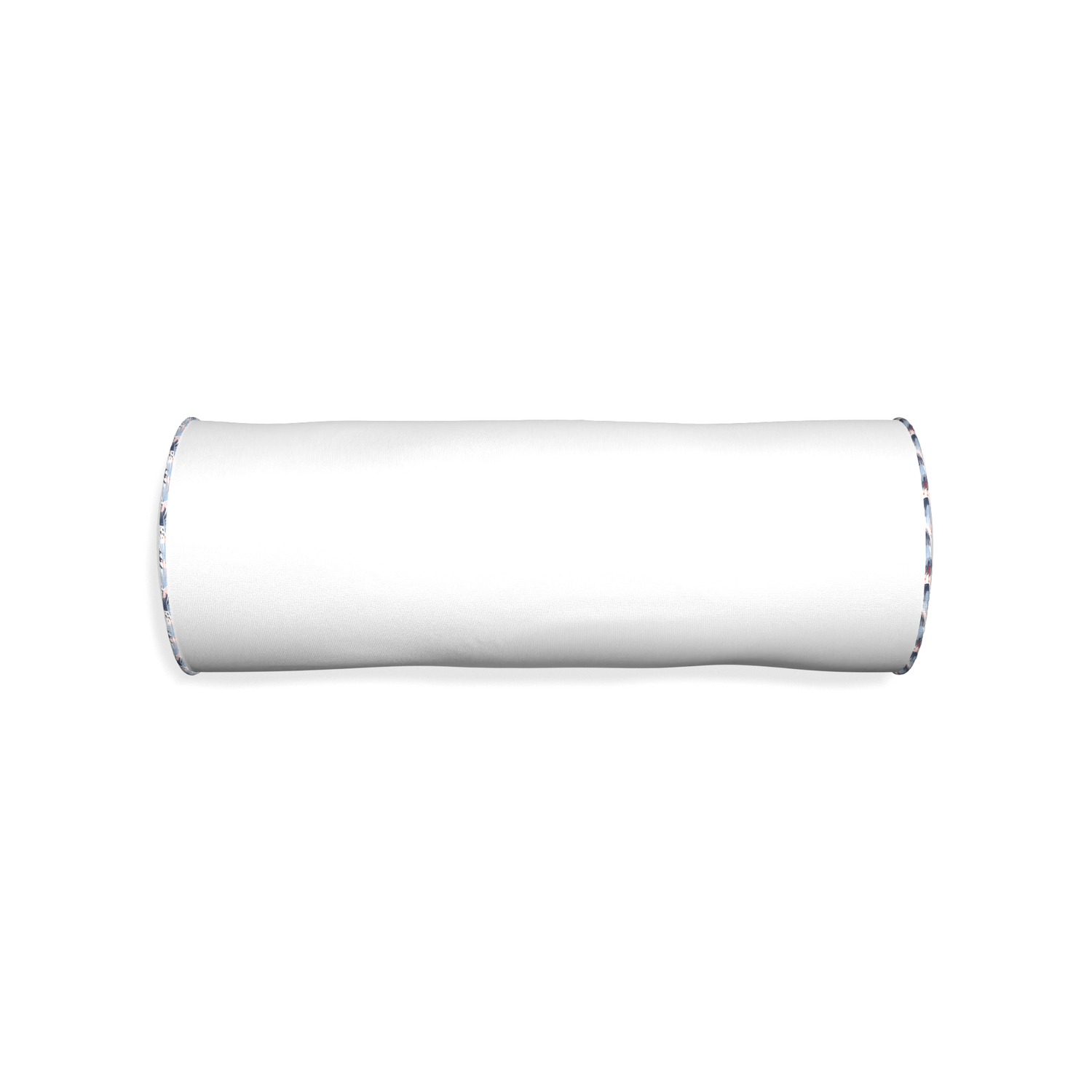 Bolster snow custom white cottonpillow with e piping on white background