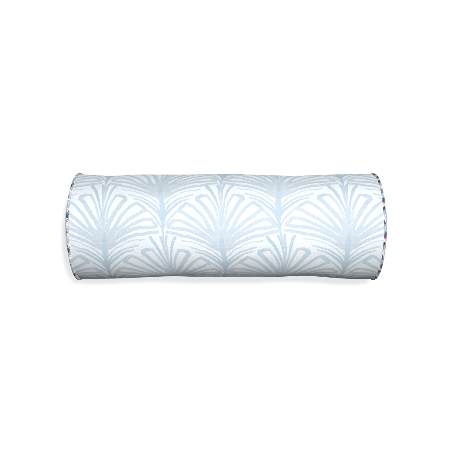 Bolster suzy sky custom sky blue palmpillow with e piping on white background