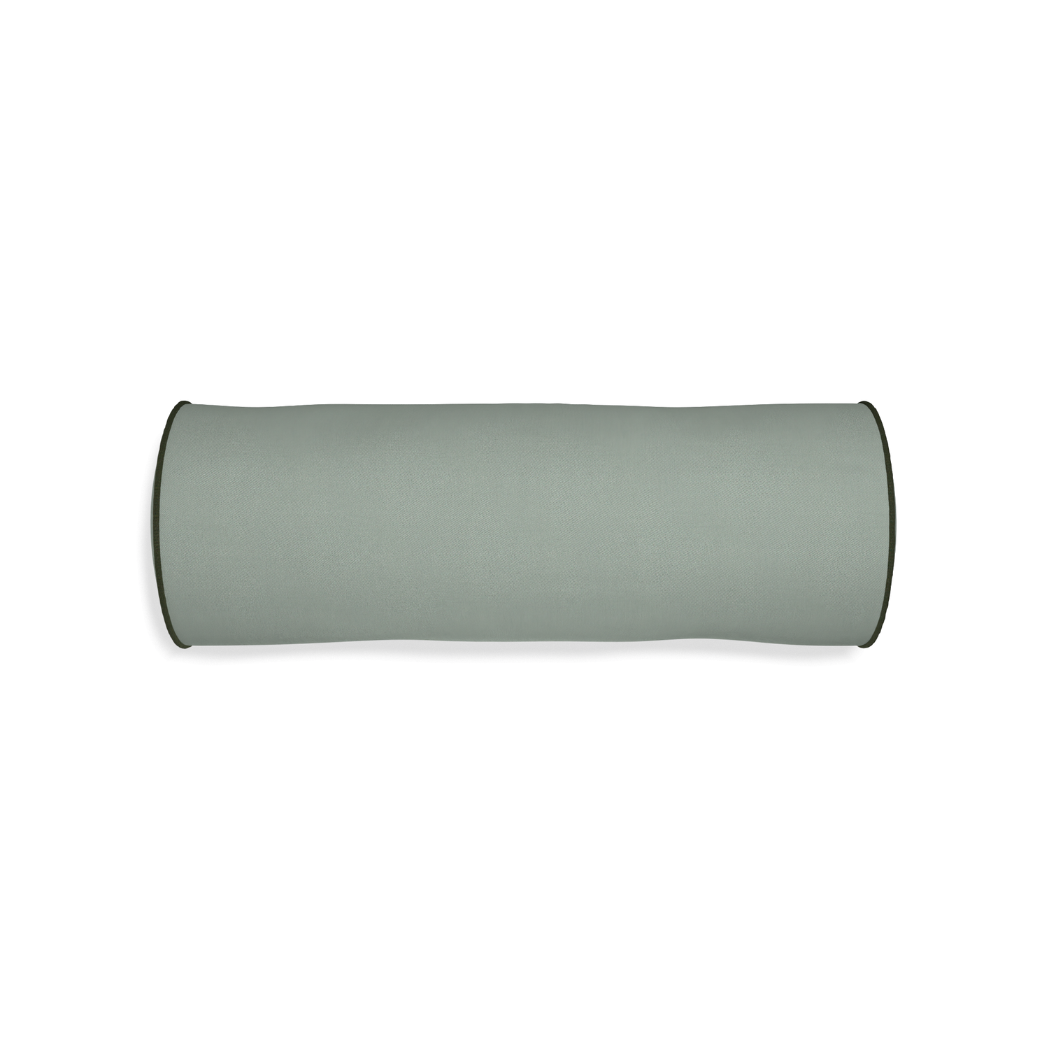 Bolster sage custom sage green cottonpillow with f piping on white background