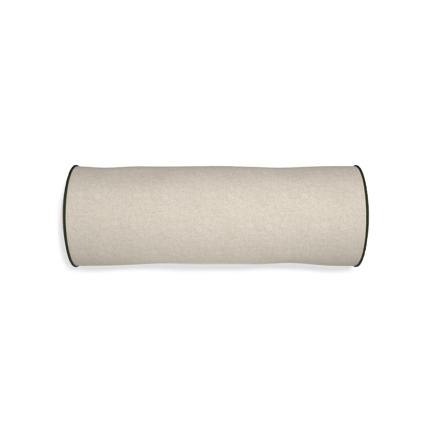Bolster oat custom light brownpillow with f piping on white background