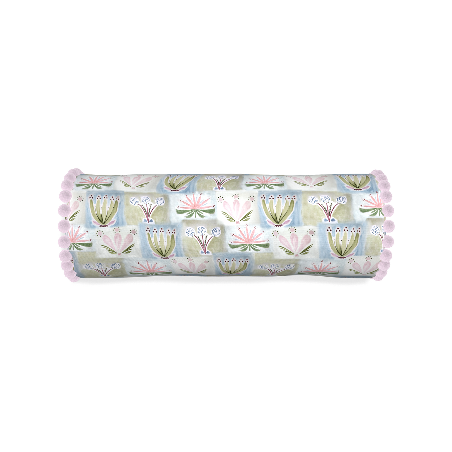 Bolster harper custom hand-painted floralpillow with l on white background