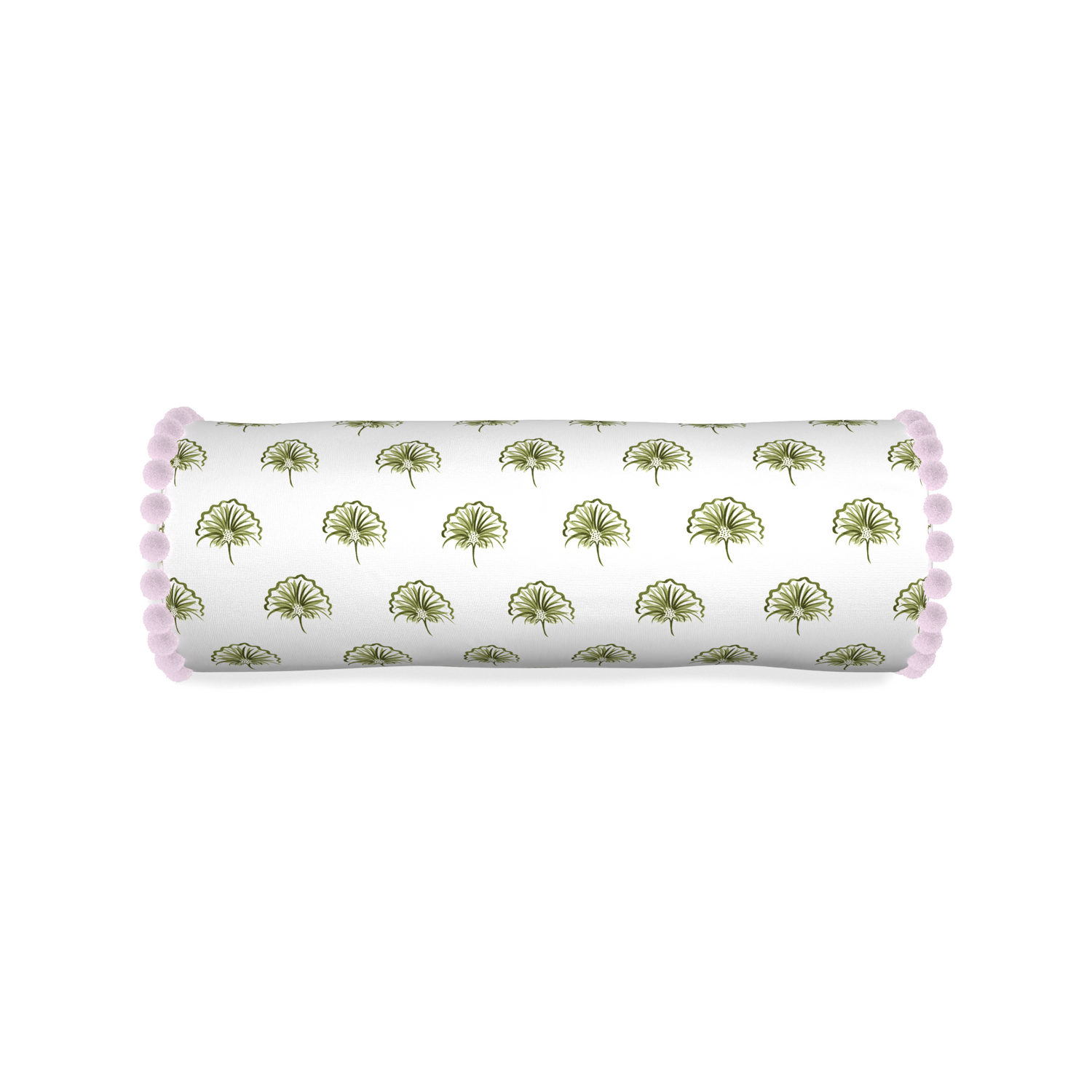 Bolster penelope moss custom green floralpillow with l on white background