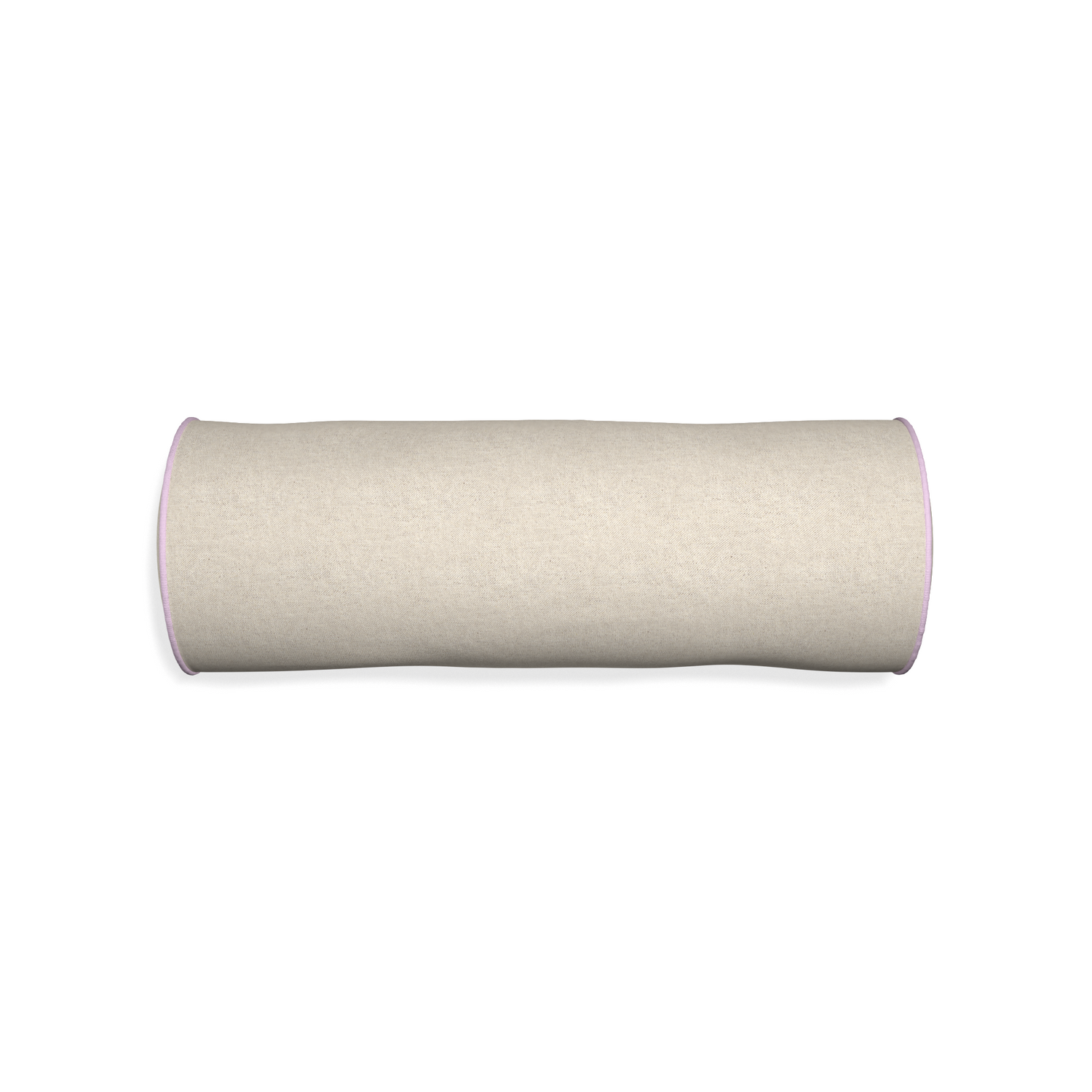 Bolster oat custom light brownpillow with l piping on white background