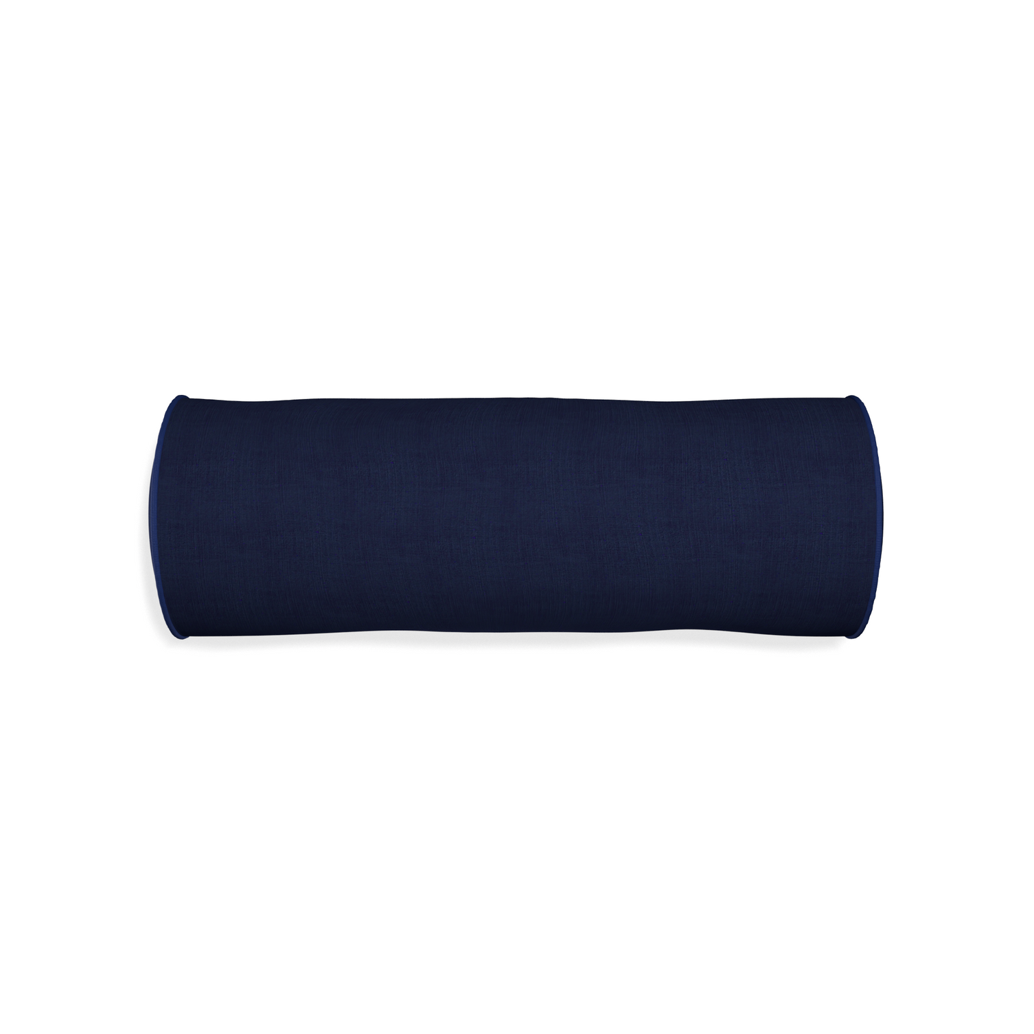 Bolster midnight custom navy bluepillow with midnight piping on white background