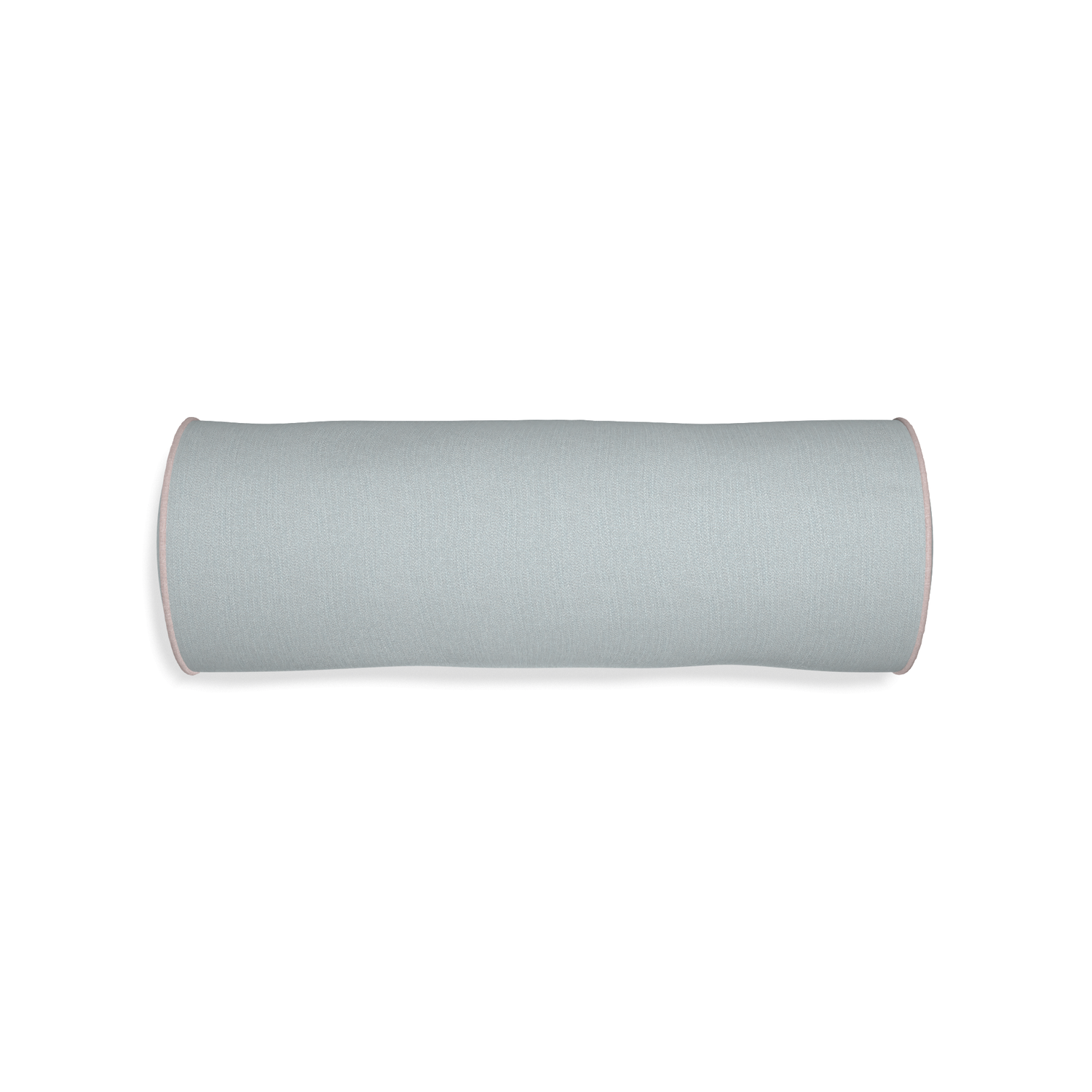 Bolster sea custom grey bluepillow with orchid piping on white background