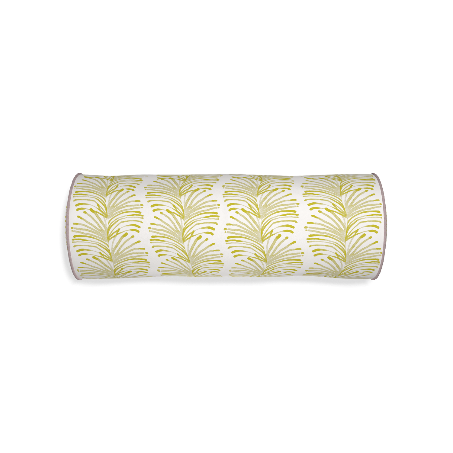 Bolster emma chartreuse custom yellow stripe chartreusepillow with orchid piping on white background