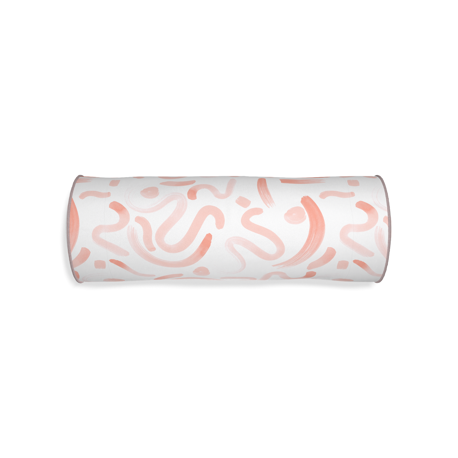 Bolster hockney pink custom pink graphicpillow with orchid piping on white background