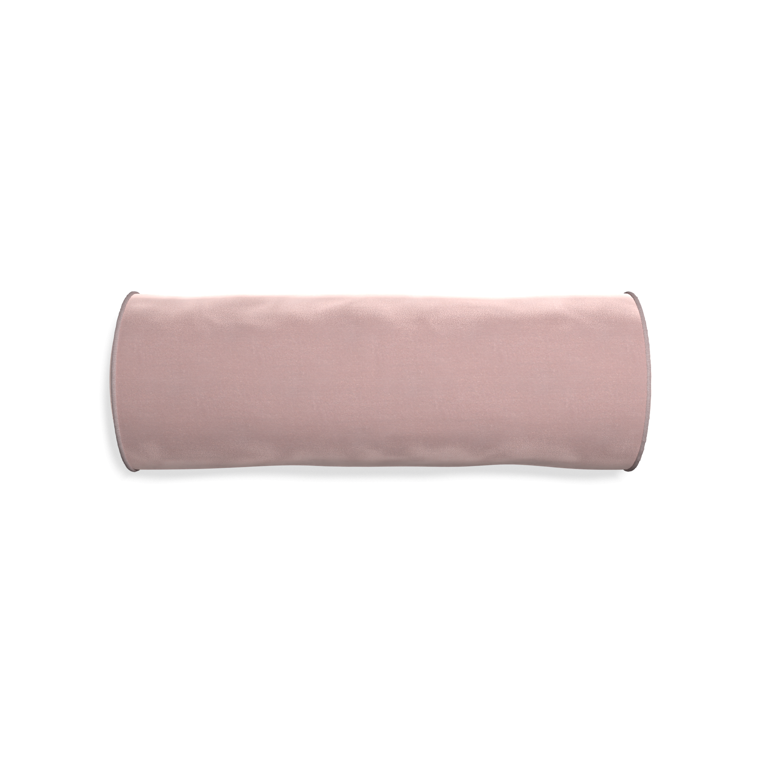 Bolster mauve velvet custom mauvepillow with orchid piping on white background