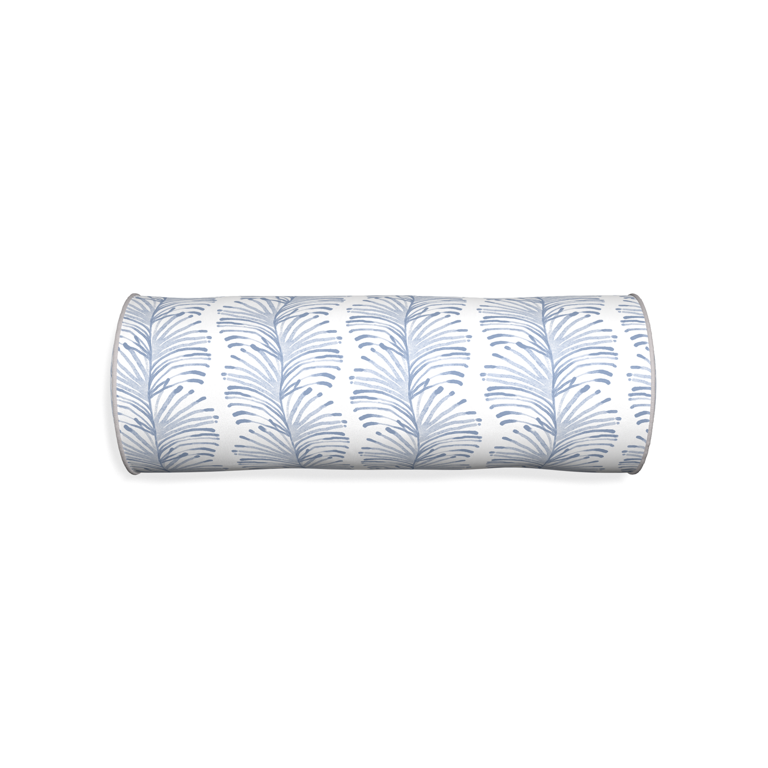 Bolster emma sky custom sky blue botanical stripepillow with pebble piping on white background
