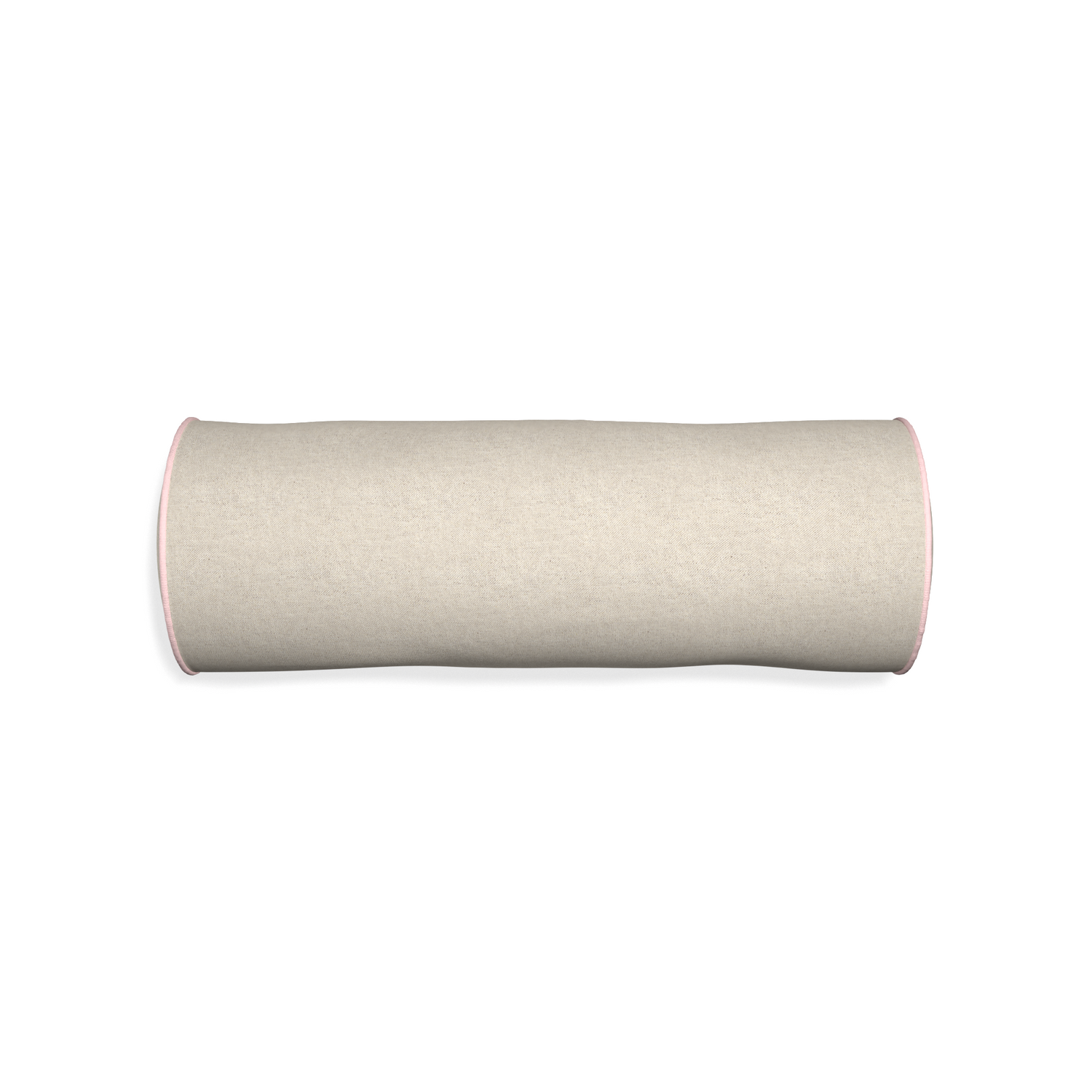 Bolster oat custom light brownpillow with petal piping on white background
