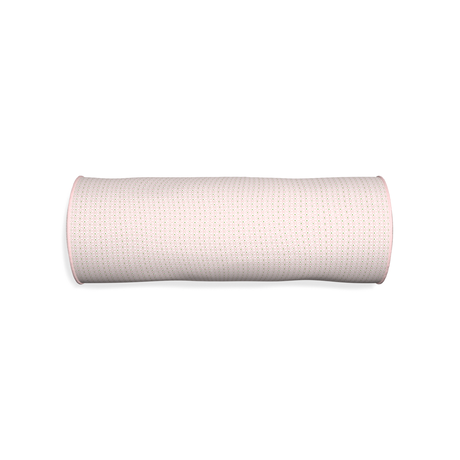 Bolster loomi pink custom pink geometricpillow with petal piping on white background