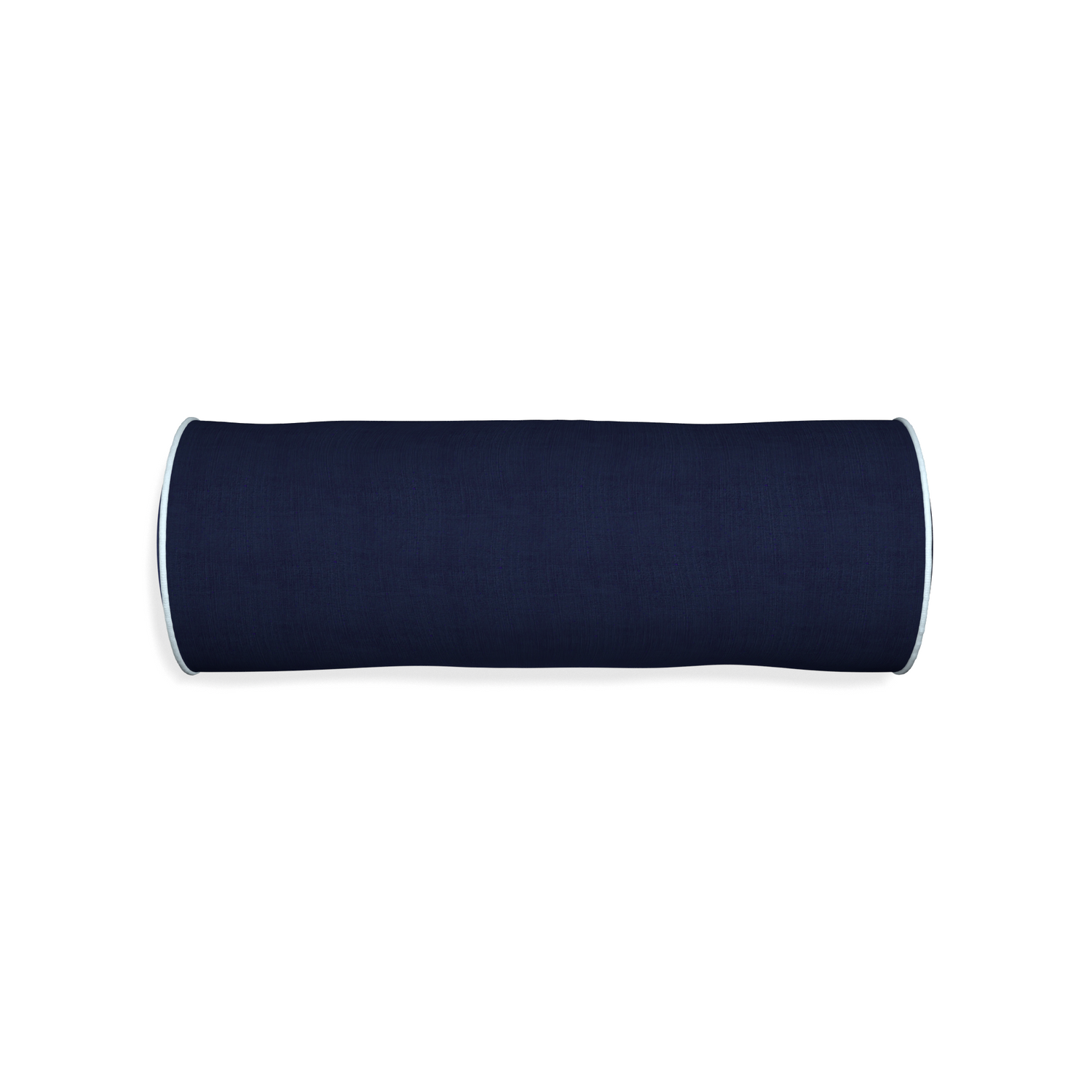 Bolster midnight custom navy bluepillow with powder piping on white background