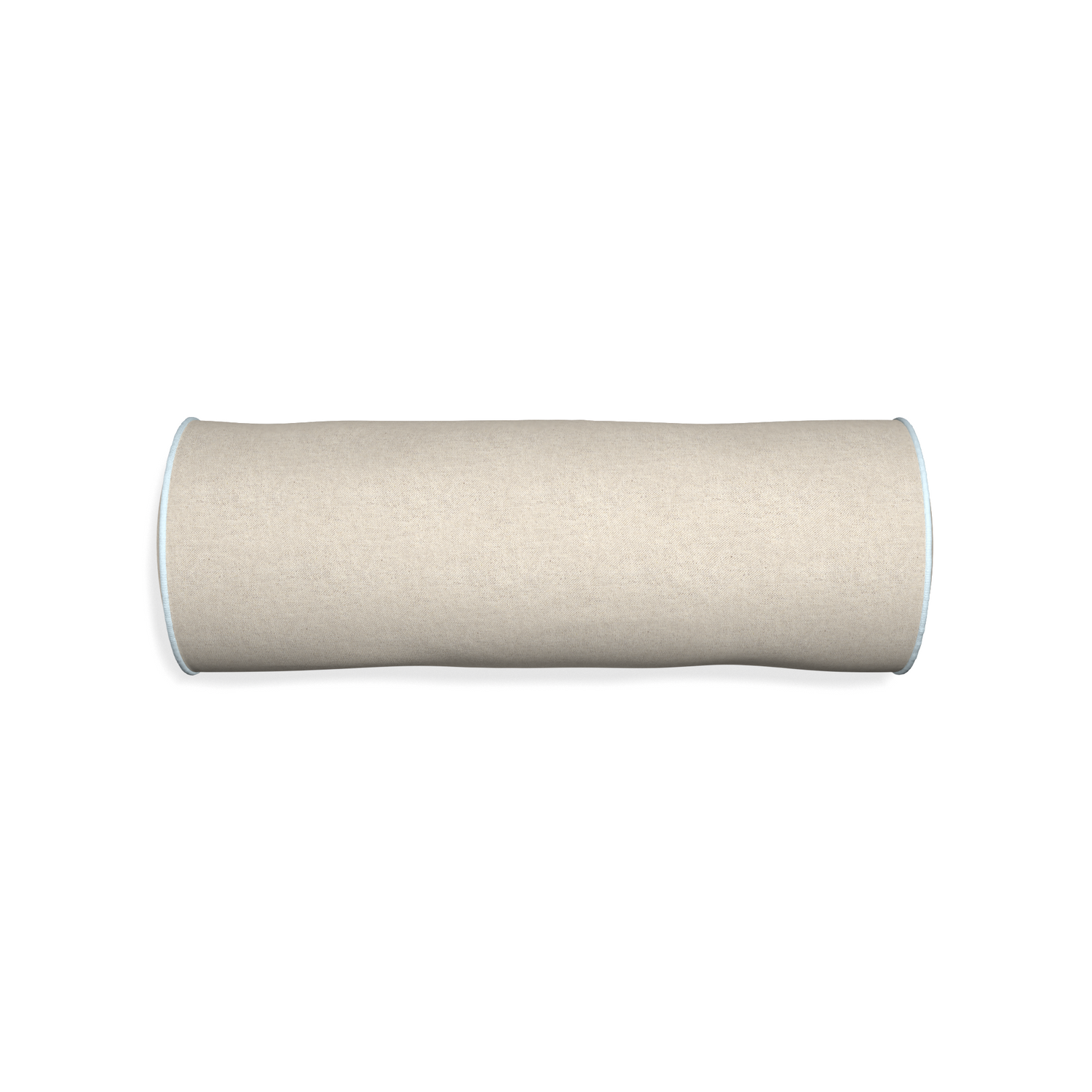 Bolster oat custom light brownpillow with powder piping on white background