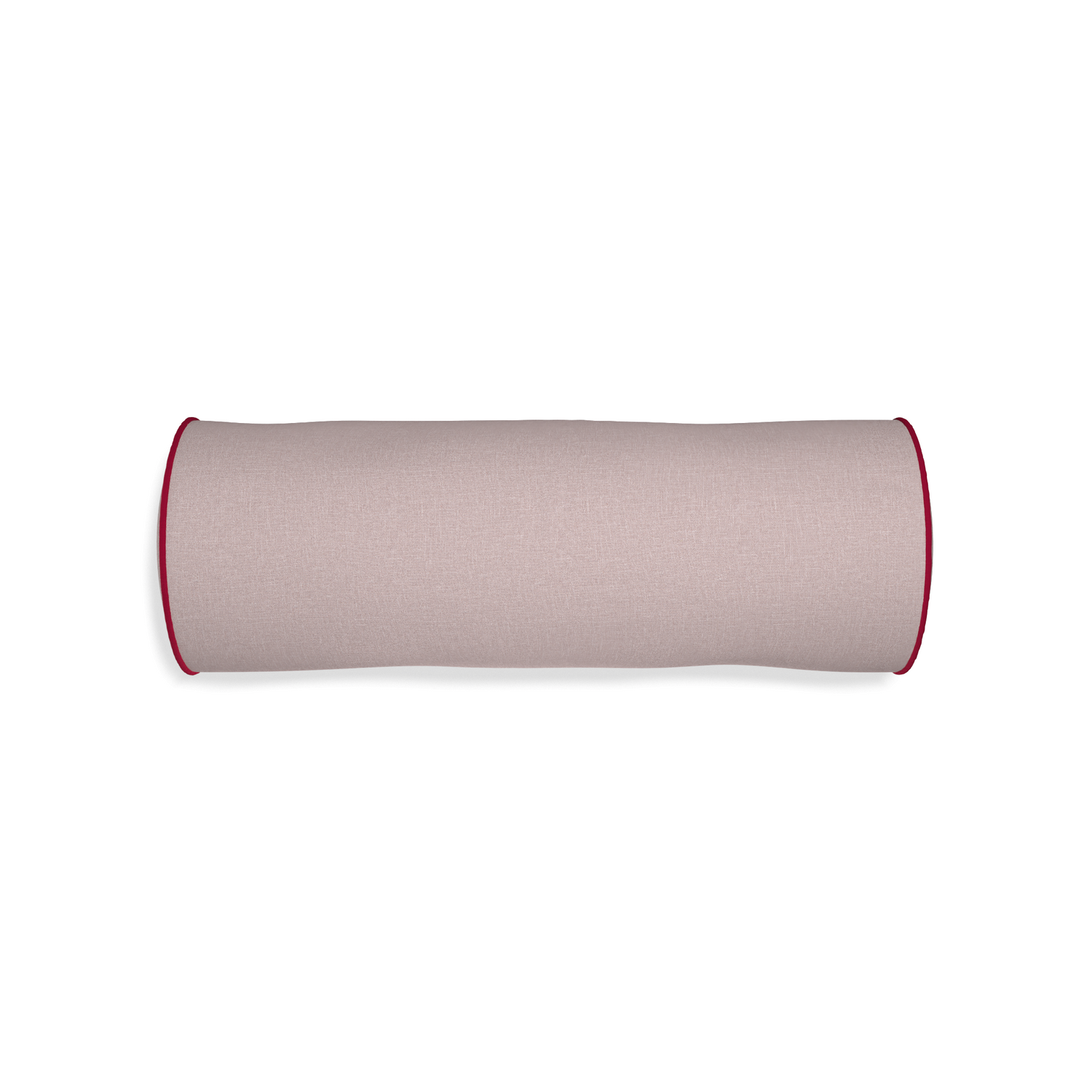Bolster orchid custom mauve pinkpillow with raspberry piping on white background
