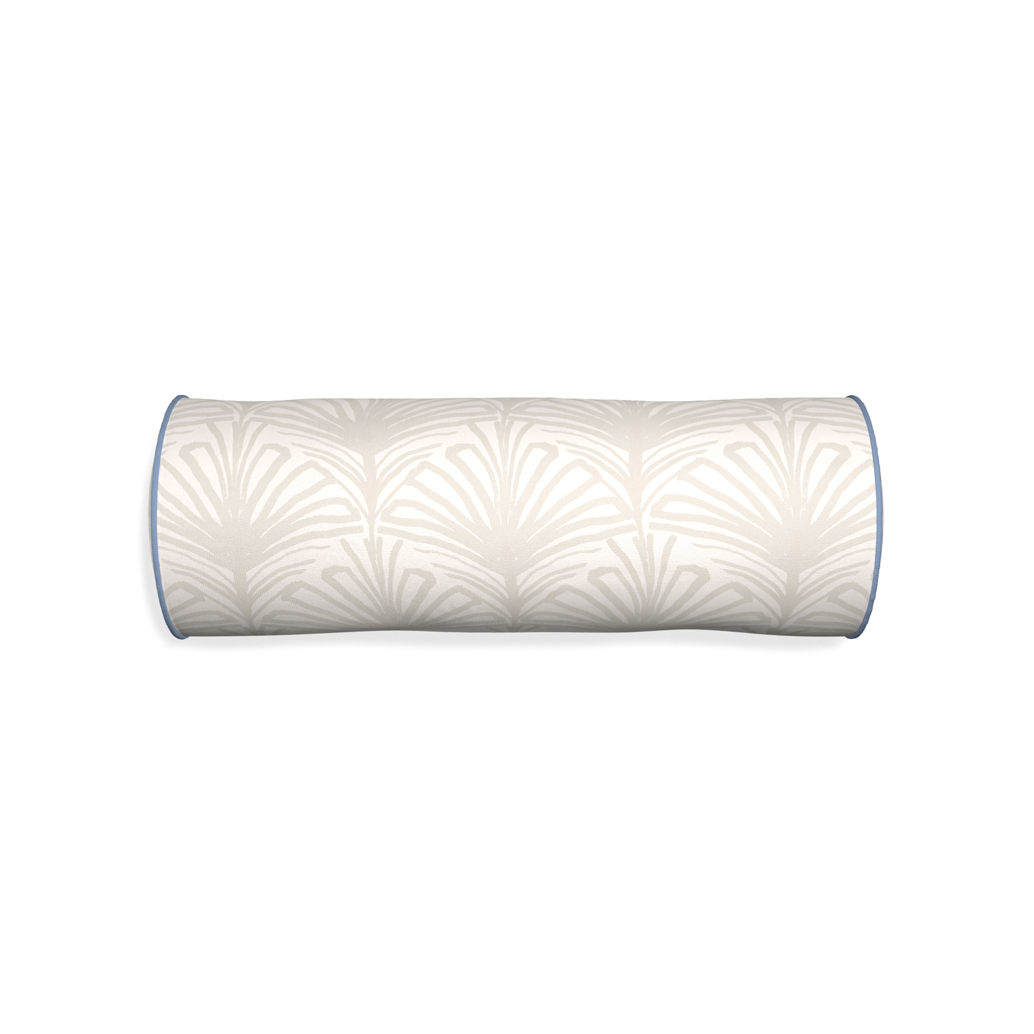Bolster suzy sand custom beige palmpillow with sky piping on white background