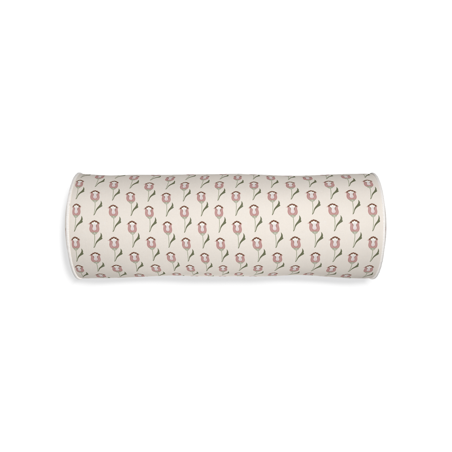 Bolster annabelle orchid custom pink tulippillow with snow piping on white background