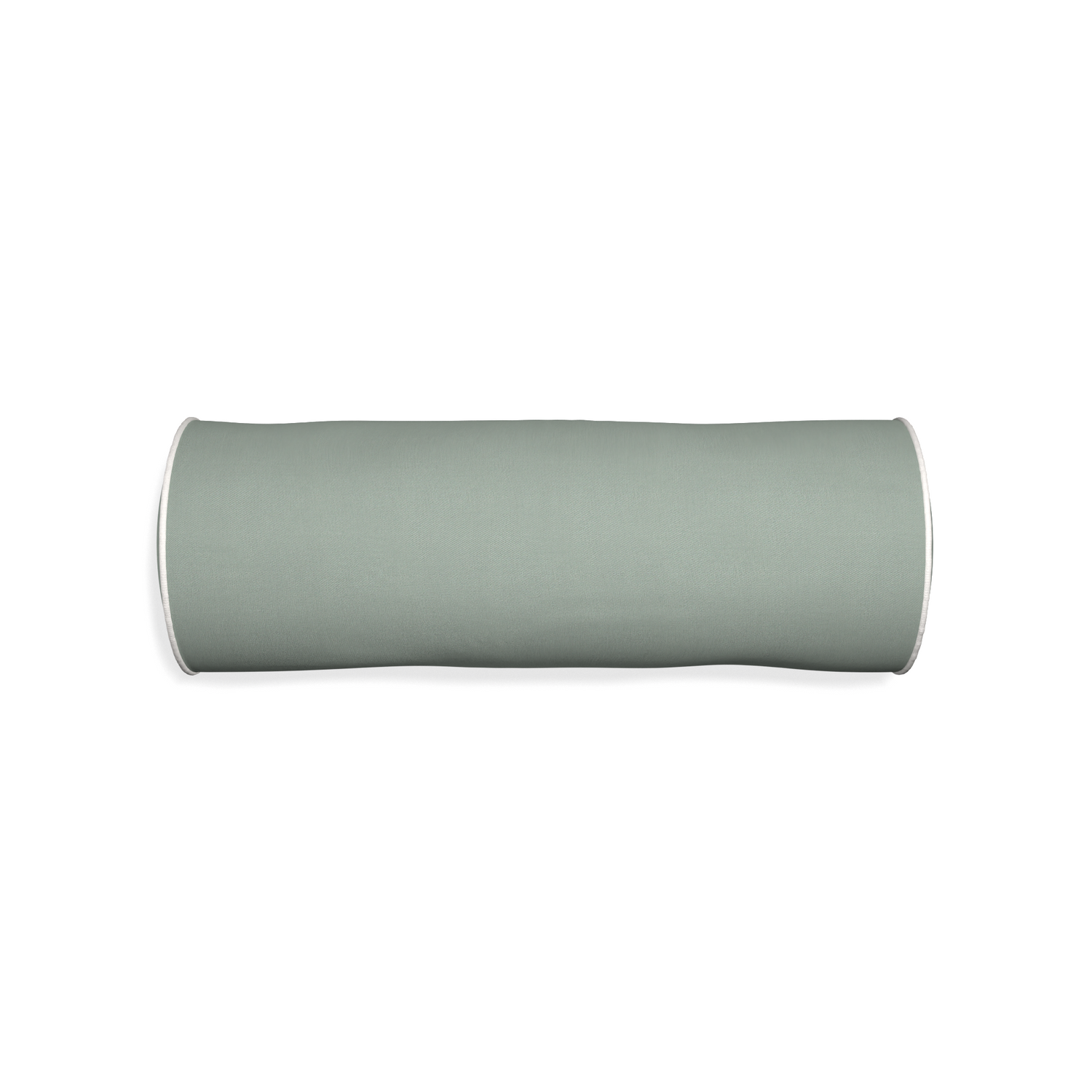 Bolster sage custom sage green cottonpillow with snow piping on white background