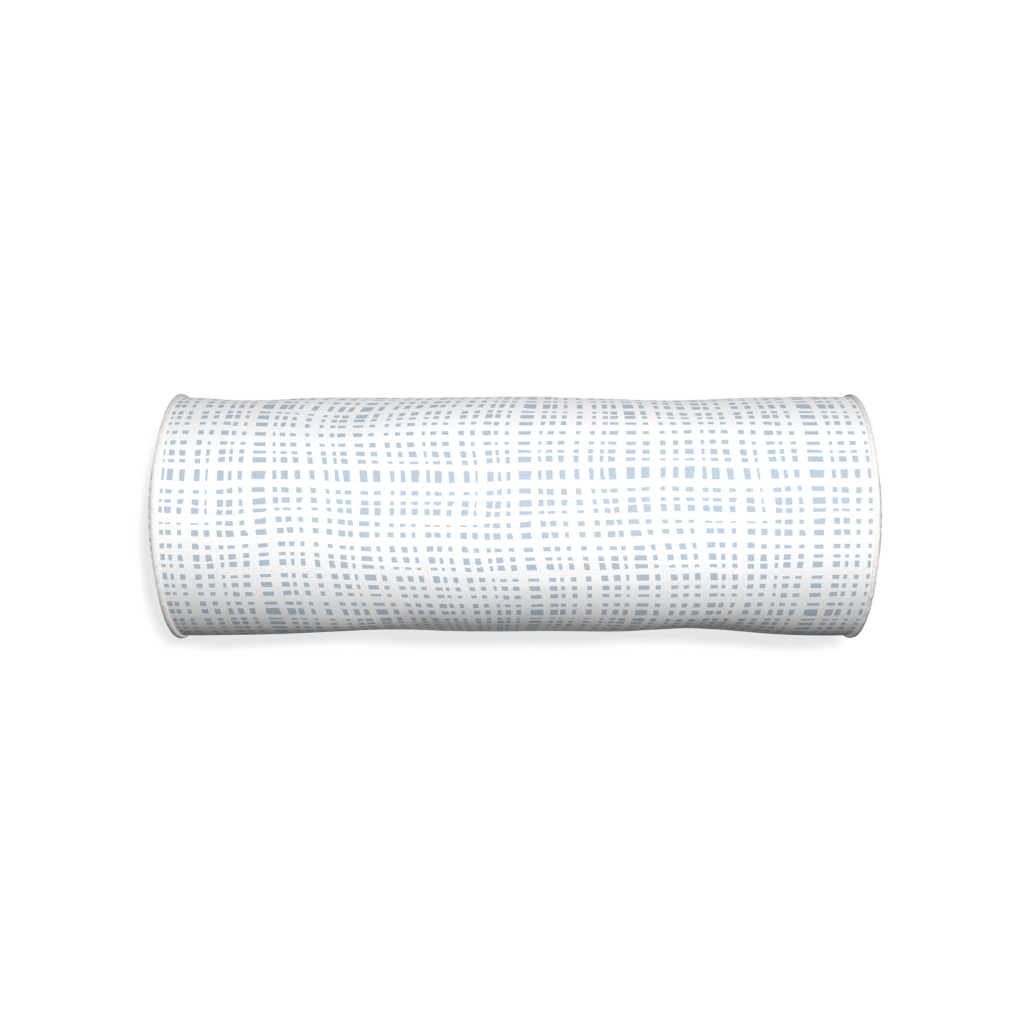 Bolster ginger custom plaid sky bluepillow with snow piping on white background