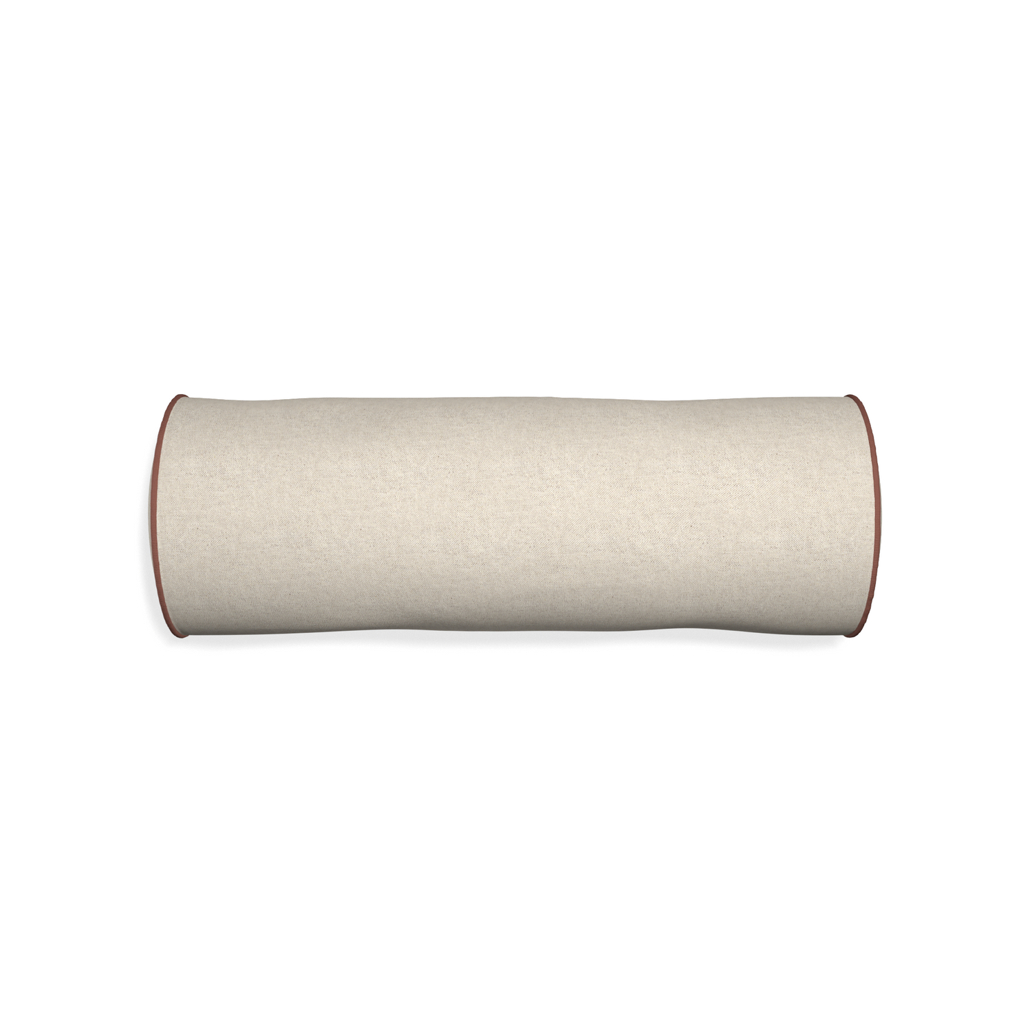 Bolster oat custom light brownpillow with w piping on white background