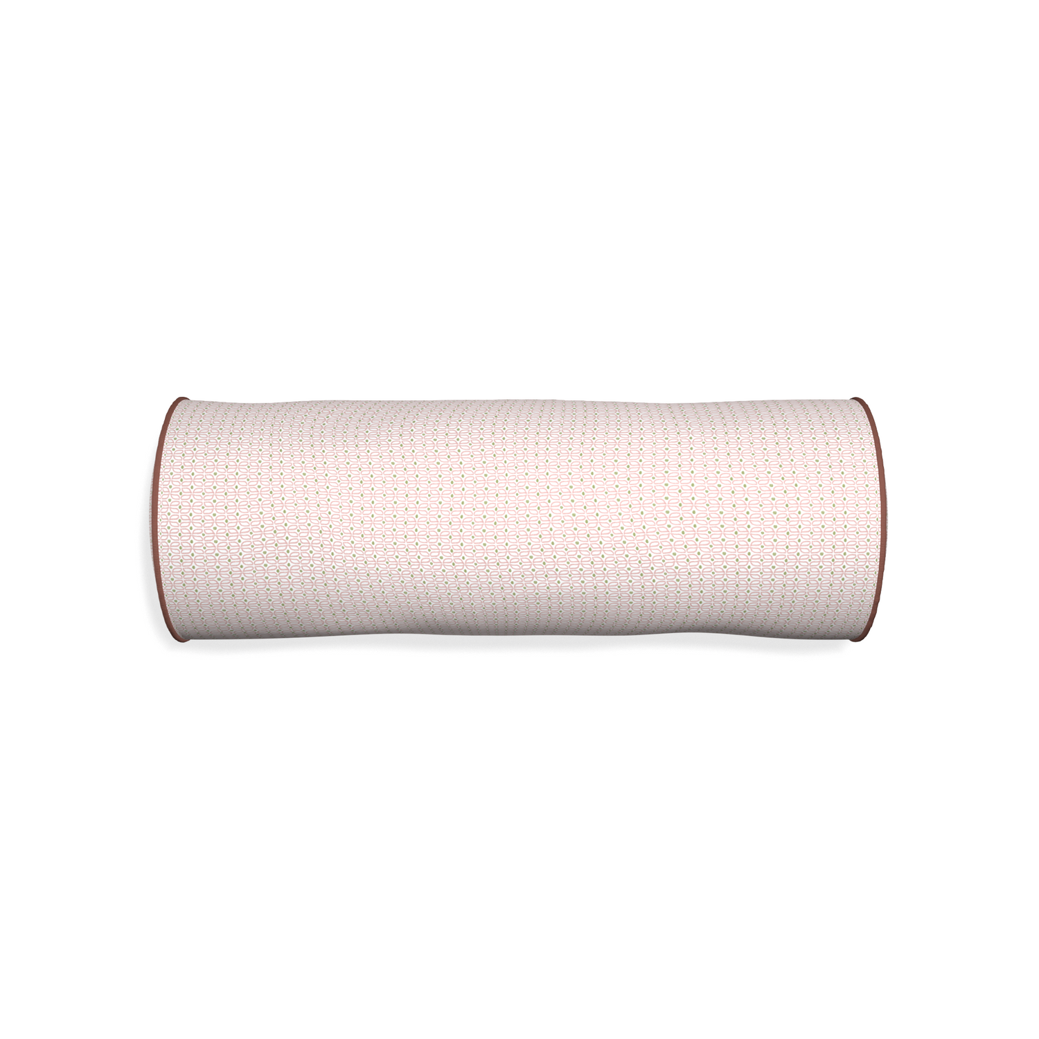 Bolster loomi pink custom pink geometricpillow with w piping on white background