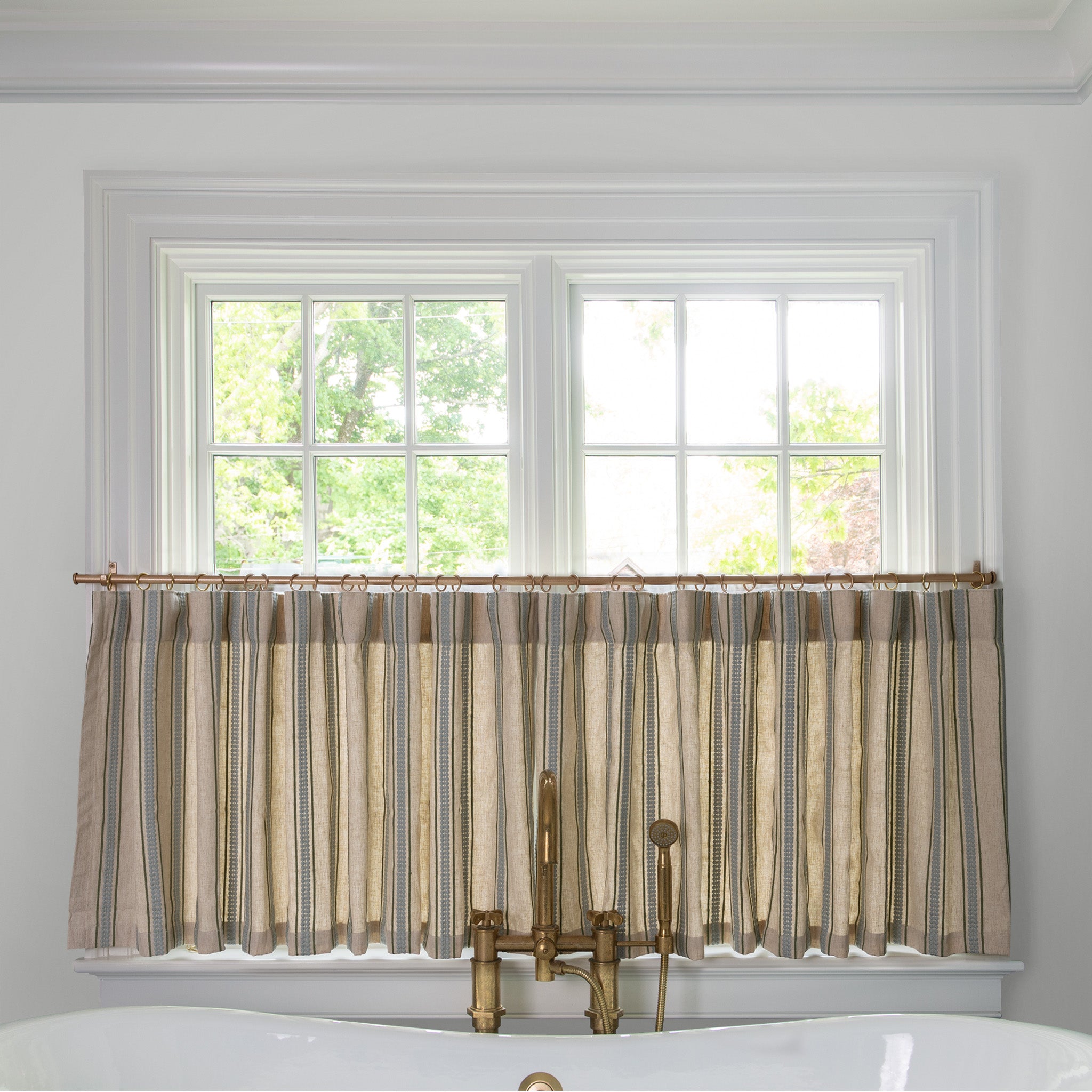 Neutral Embroidered Cafe Curtains: Margot Fern | Pepper Home