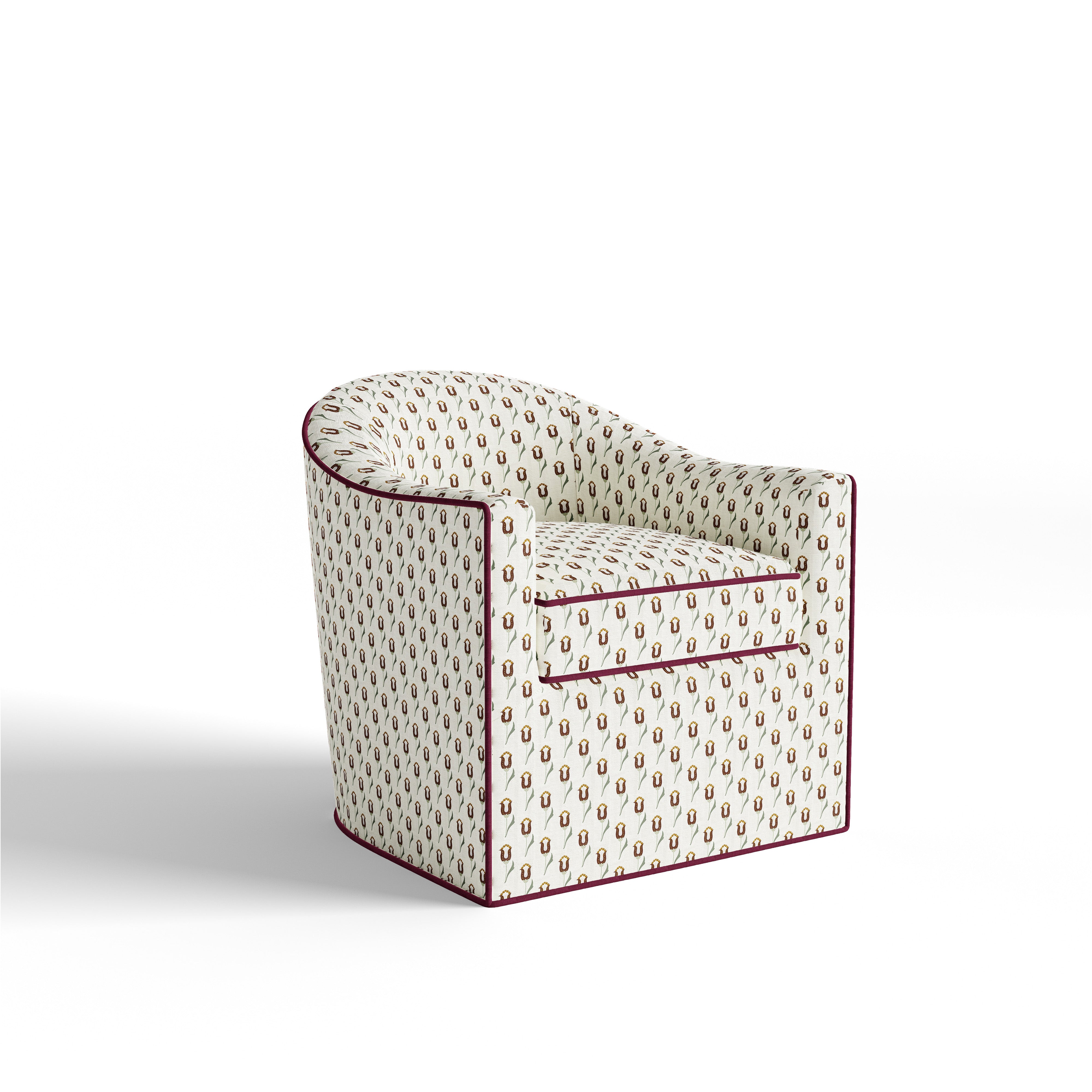 Shown with Upholstered Base / Raspberry Welt
