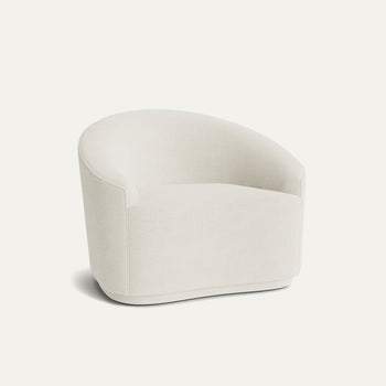Coconut chair in solid performance woven fabric with rounded design, made-to-order, short lead times, manufactured in the USA
