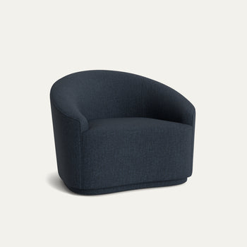 Midnight armchair in solid performance woven fabric with smooth rounded back, made-to-order, short lead times, manufactured in the USA