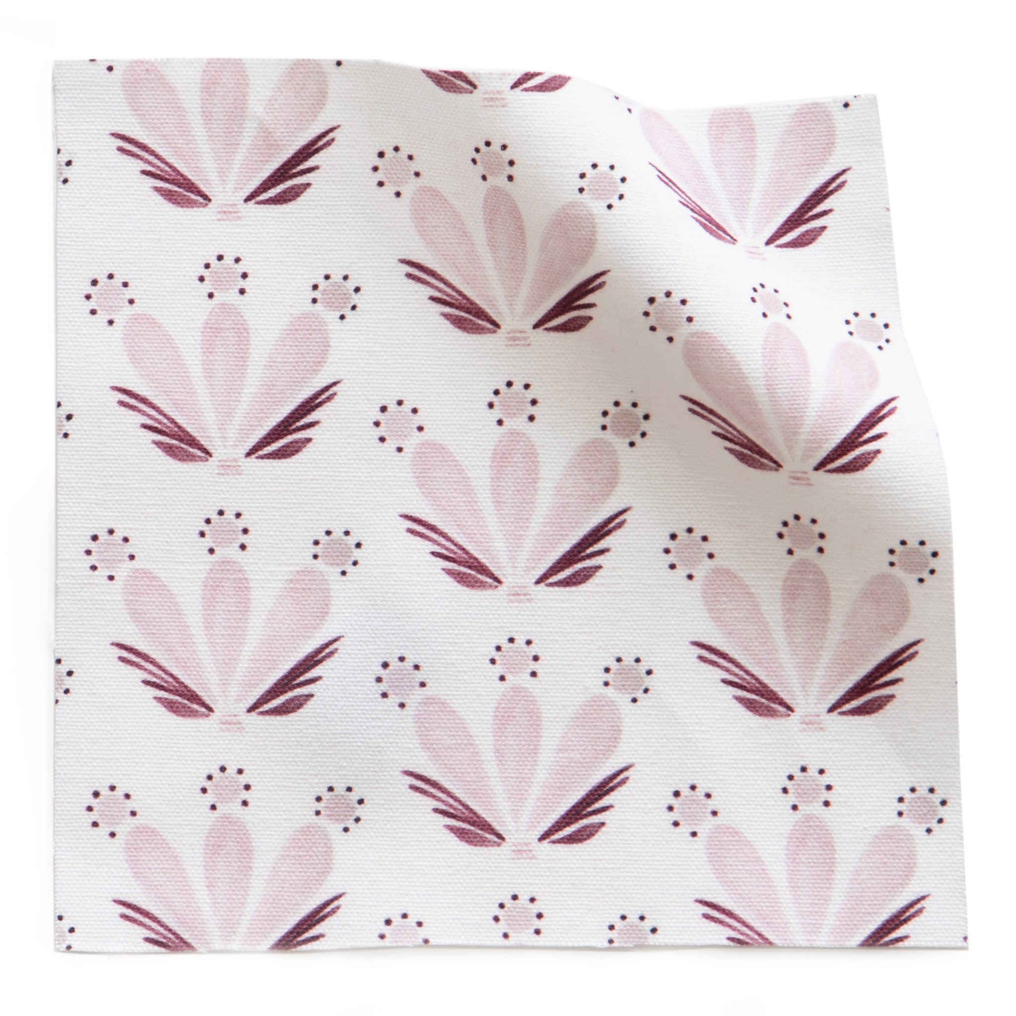 Pink & Burgundy Drop Repeat Floral Printed Cotton Swatch