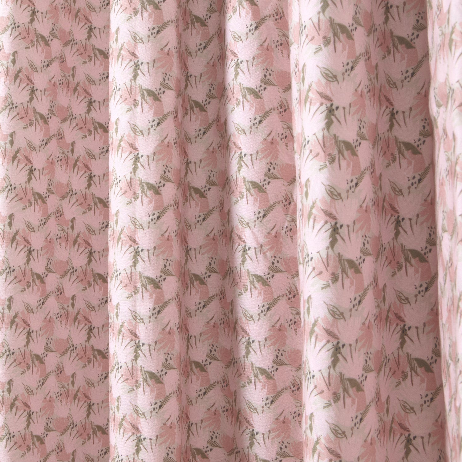 Pink Floral Printed Curtain Close-Up