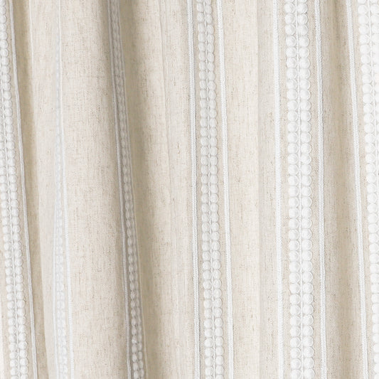 Margot Flour Unlined curtain fabric featuring subtle textured stripes, perfect for custom made-to-order Pepper Home curtains.