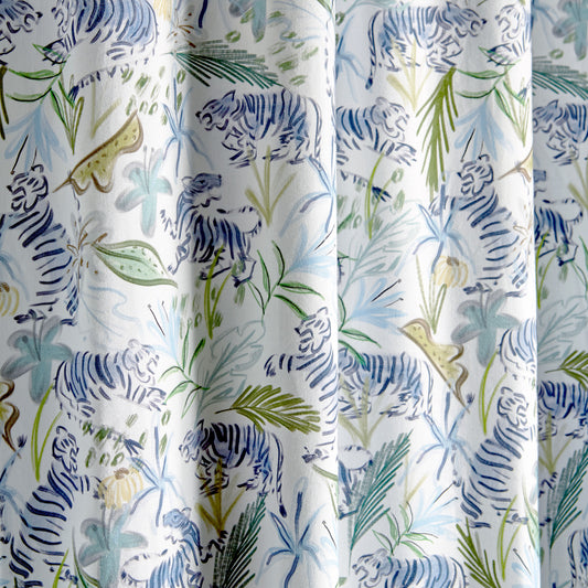 Green Tiger Printed Curtain Close-Up