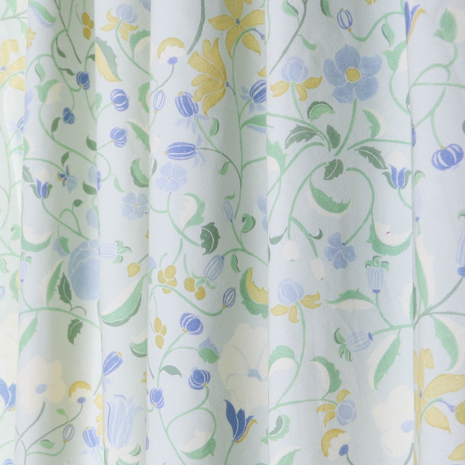 Lulie Eggshell sheer curtains with custom hand-painted garden floral pattern by Pepper Home.