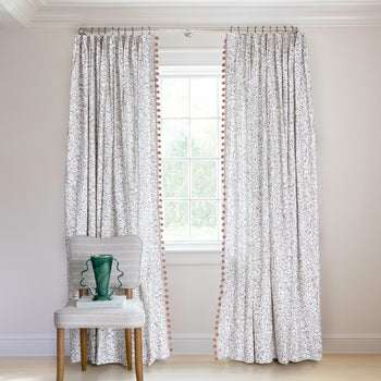 FEATURED: Shown in Tailored Pleat / Blackout / Rose Pom Pom