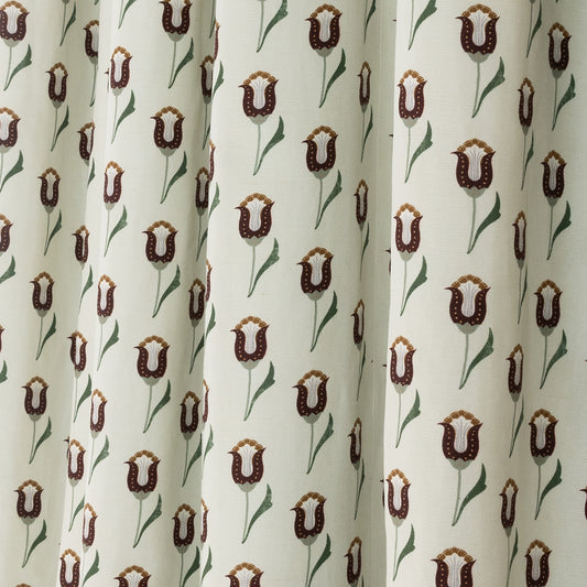 Annabelle Maroon Tailored Pleat curtains with custom floral print perfect for stylish, made-to-order Pepper Home decor.