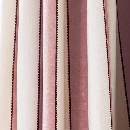 Florence Rosewood Tailored Pleat curtains by Pepper Home, custom made-to-order fabric with elegant rosewood stripes.