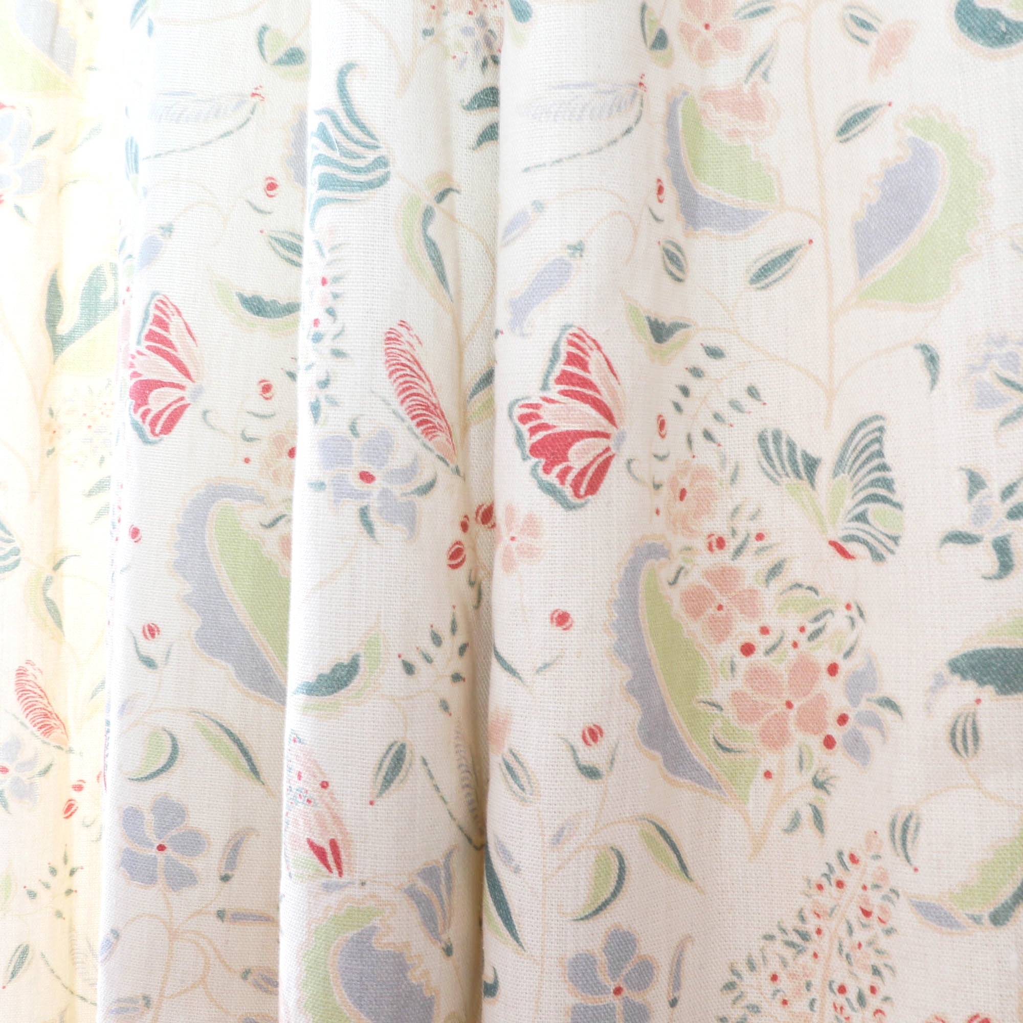 Gemma Pear custom made-to-order sheer curtains by Pepper Home with delicate floral and butterfly patterns