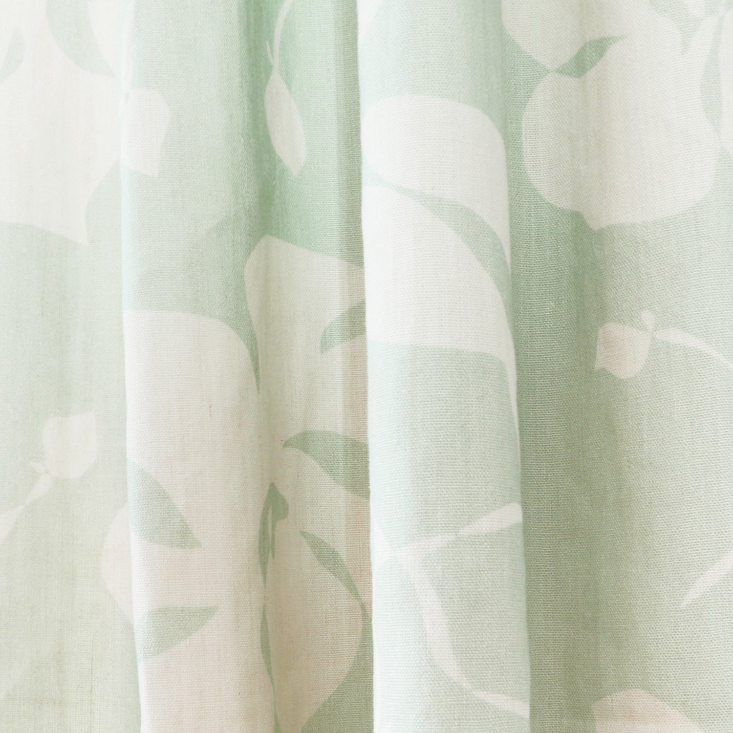 Georgia Mint custom sheer curtains by Pepper Home feature abstract botanical mint and cream print with elegant hand-drawn motifs.