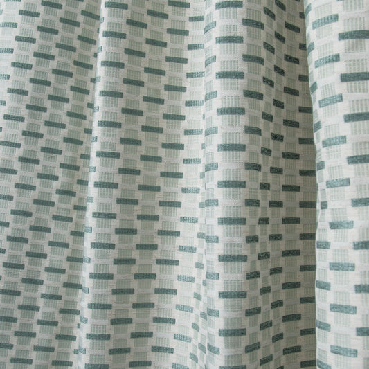 chenille and woven jacquard mint green geometric curtain close up