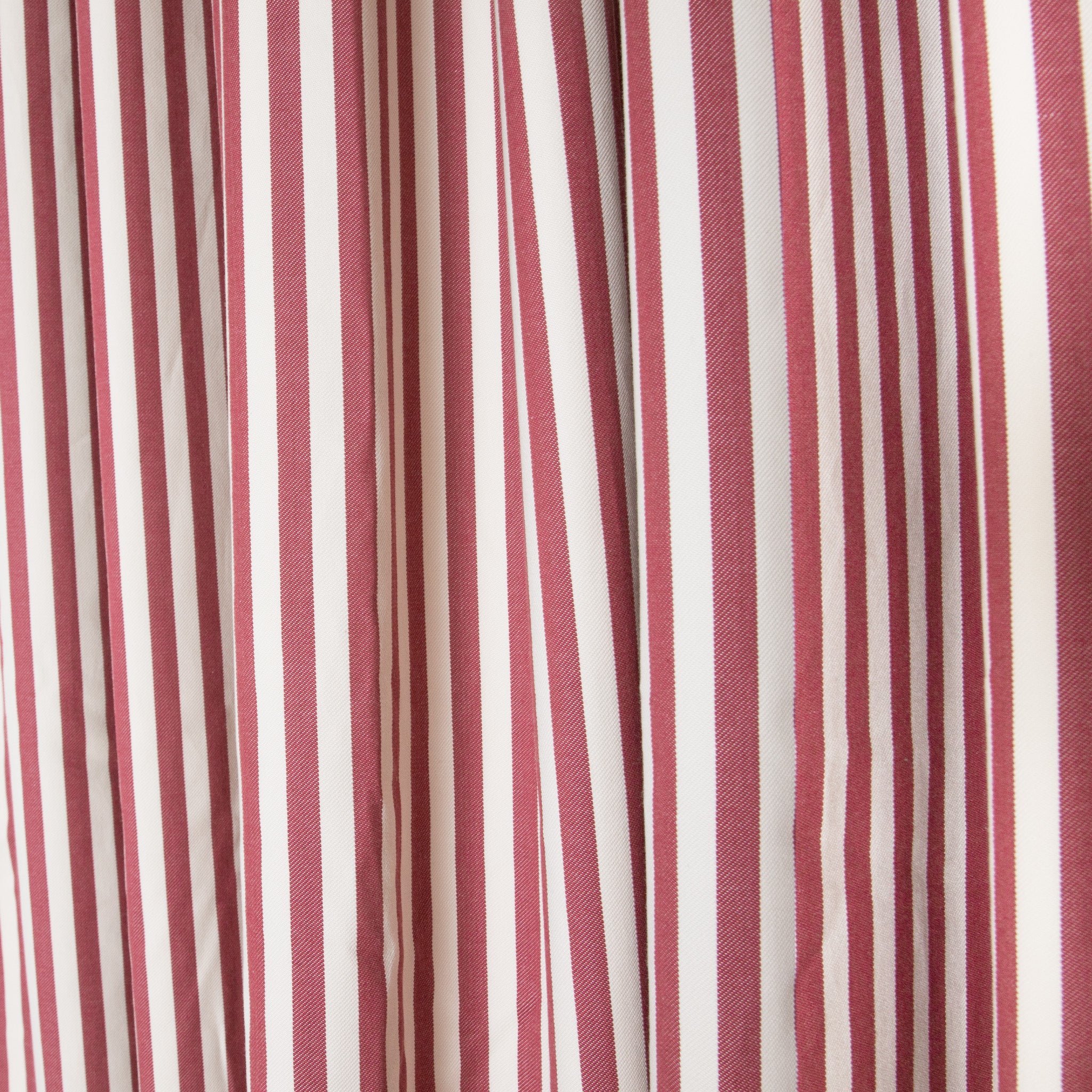 Louisa Cranberry Unlined custom curtain with elegant vertical cranberry and white stripes by Pepper Home.