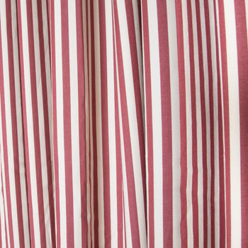 Louisa Cranberry Unlined custom curtain with elegant vertical cranberry and white stripes by Pepper Home.