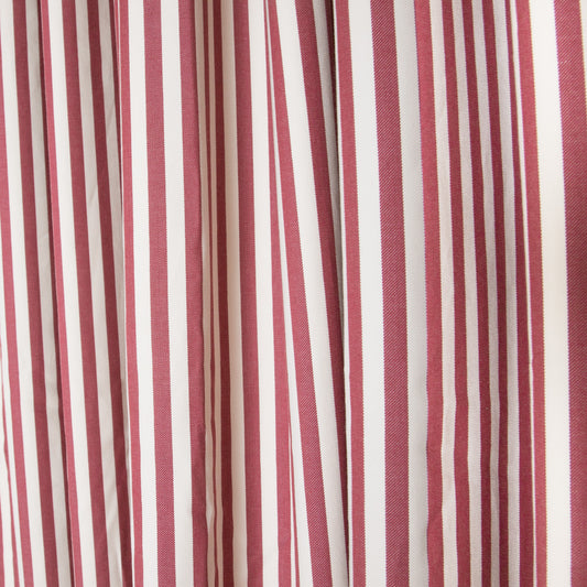 Louisa Cranberry Unlined custom curtain with elegant vertical cranberry and white stripes by Pepper Home.