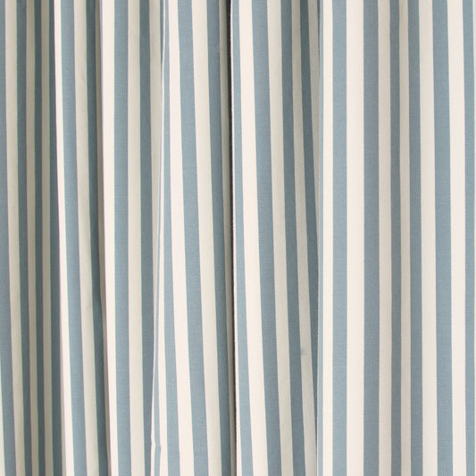 Louisa Harbor Unlined custom curtains by Pepper Home featuring classic blue and white vertical stripes for a fresh window look.