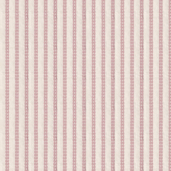 Lilith fabric with delicate embroidered stripes in soft pink on natural linen-blend, perfect for custom curtains by Pepper Home.