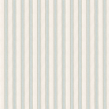 Margot Fern custom fabric with delicate soft green and blue embroidered stripes on natural linen-blend by Pepper Home.
